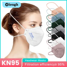 5 layers Elough Kn95 Protective mask mascherine ffp2 adulti kn95 face mask ffp2 certificate ce head-mounted fpp2 mask