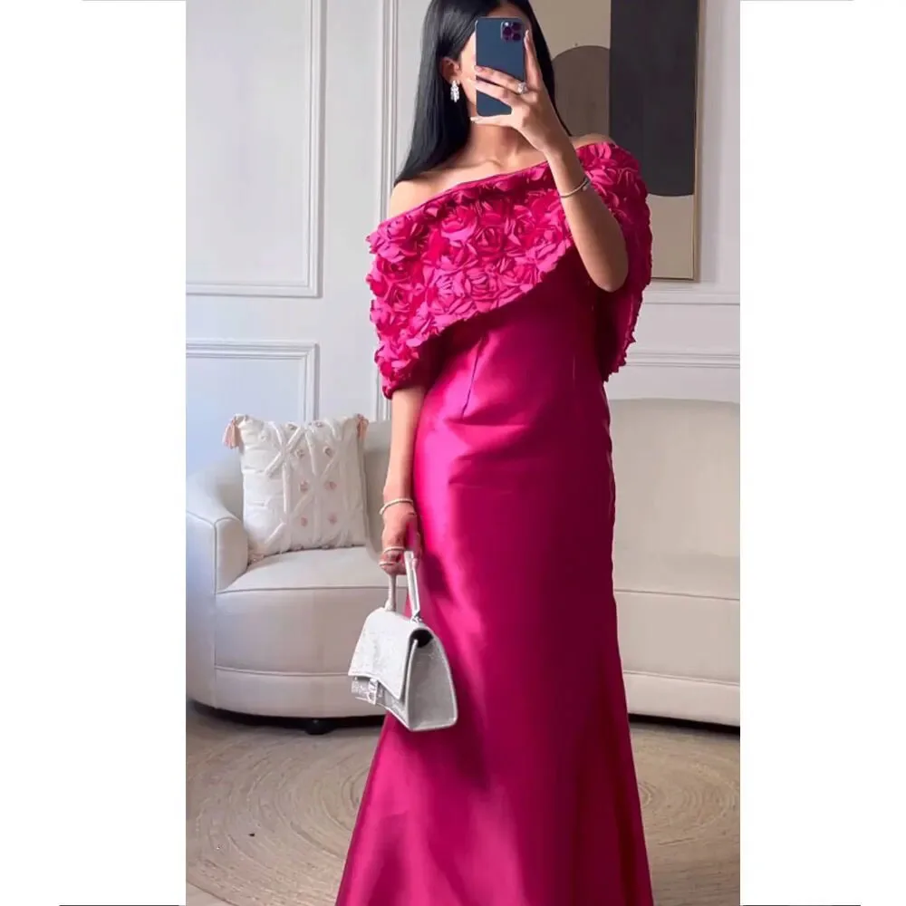 

Off The Shoulder Dubai Prom Dress Short Sleeves Evening Dress With Floor Length Summer Women Wedding Party Gowns 2024ML-073