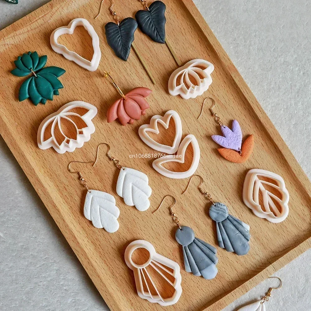 Leaves Shape Polymer Clay Earring Cutters Green Plant Flowers Dangle Clay Embossing Moulds for Handmade Jewelry Pendant Making polymer clay cutter silicone mold