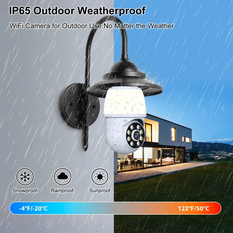 3MP 1296P iCsee APP Floodlight Full Color E27 Wireless PTZ IP Dome Camera AI Humanoid Detection Security CCTV Baby Monitor 4