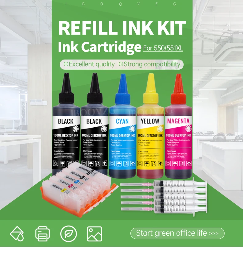 Description Picture 2 of itemIBOQVZG PGI-550 Refill ink kit For Iconic Brand PIXMA MG5450 MG5550 MG5650 MG6450 MG6650 Ip7250 MX925 MX725 IX6850 PGI550 Cartridge