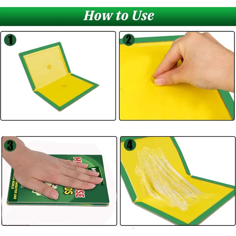 Lot de 5 pièges à rongeurs adhésifs extra-forts emballés dans leur sachet d'origine, prêts pour utilisation intérieure et extérieure.