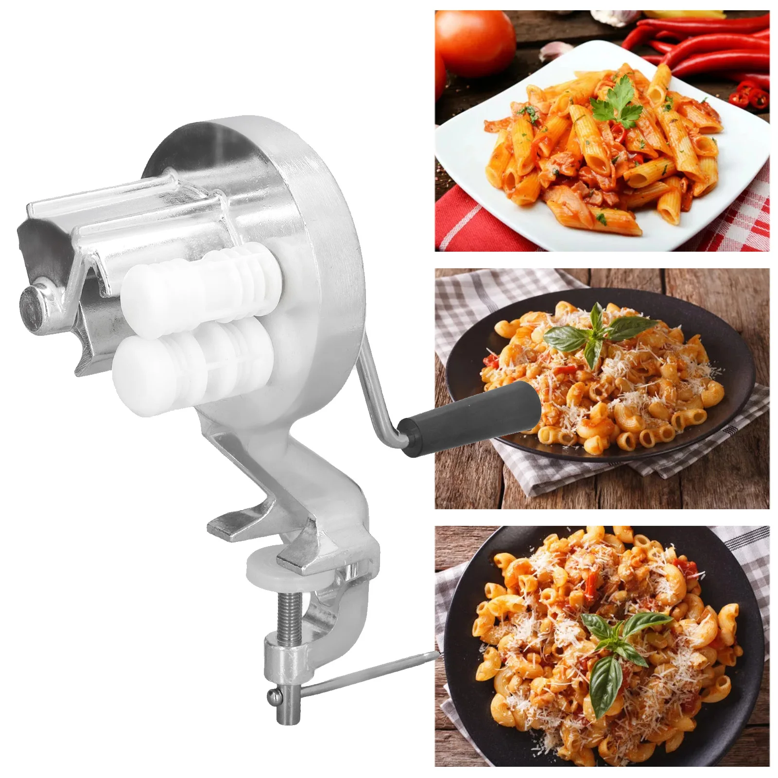 Noodle Press Manual Macaroni Maker Aluminium Alloy Portable Hand Cranking Noodles Pressing Machine for Kitchen Restaurant