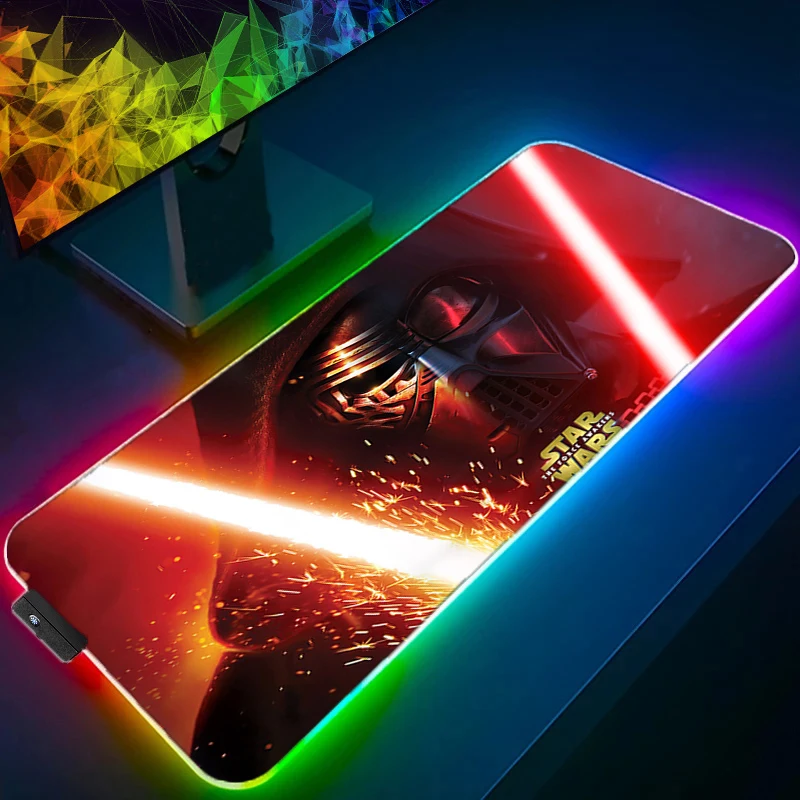 Extended Pad for Computer Mouse Star Wars Kylo Ren RGB Gaming Mouse Pad Office Accessories Game Mats Anti-skid Keyboard Mat