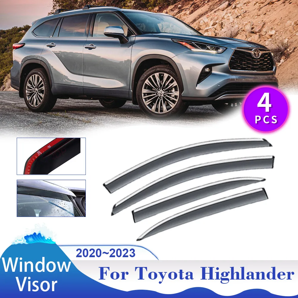 

Window Visor for Toyota Highlander Kluger XU70 2020 2021 2022 2023 Car Side Sun Rain Guard Deflector Vent Smoke Cover Accessorie