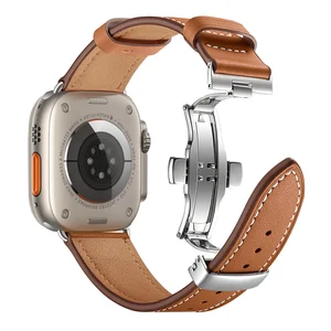 Кожаный ремешок для Apple watch band 45 мм 41 мм 44 мм 40 мм 42 мм 38 мм ultra 2 49 мм, браслет для часов correa iWatch series 8 7 SE 6 9