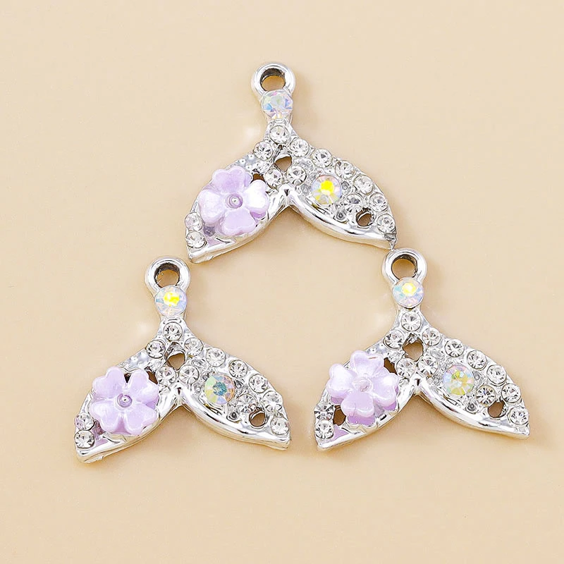 Leslie 10 Stück funkelnde CZ-Kristall-Meerjungfrauen-Anhänger, Fischschwanz-Anhänger für DIY-Halskette, Armband, Schmuckherstellung, Zubehör – Detail 10