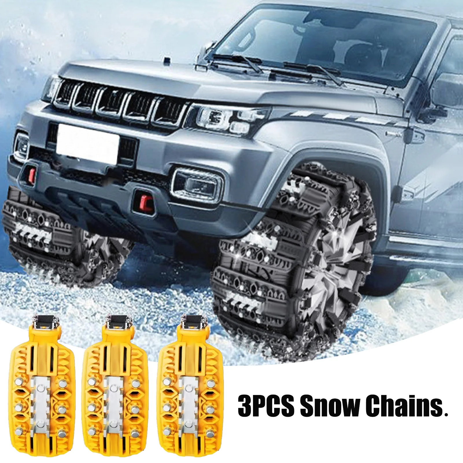 3PCS Snow Chains Anti-Skid Tire Chains For Cars Winter Snow Tire For Winter Driving On Ice Mud And Mountain Roads