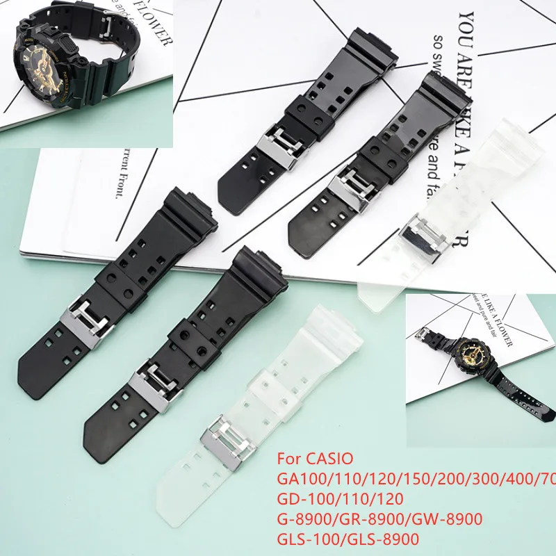 

16mm TPU Rubber Watch Strap forCasio G-Shock GA-100/110/120/150/400/700 GD-100/110/120 GW-8900 GLS-100 Resin Band Bracelet