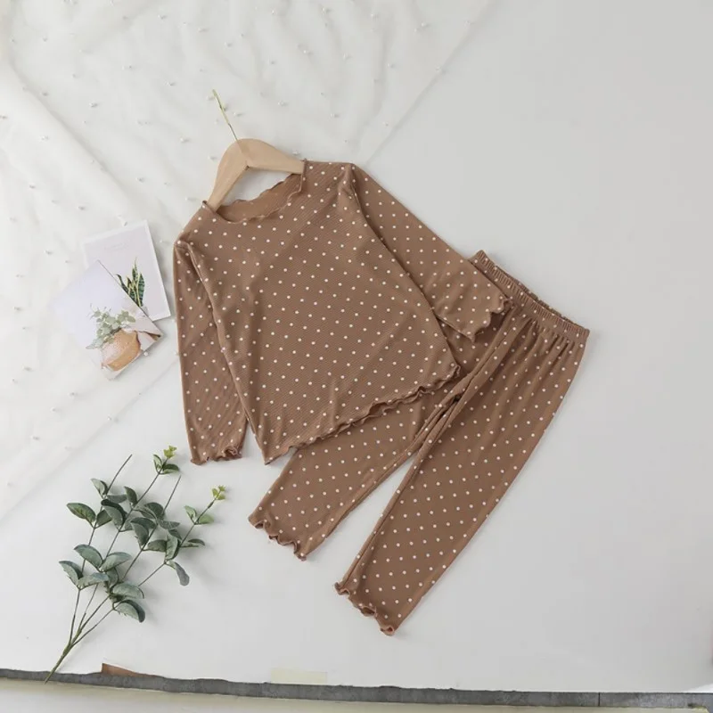2pcs Autumn Baby Pajama Set Indoor Homewear Fashion Casual Toddler Dot Printed Top + Pants Baby Girl Boy Pajama Set