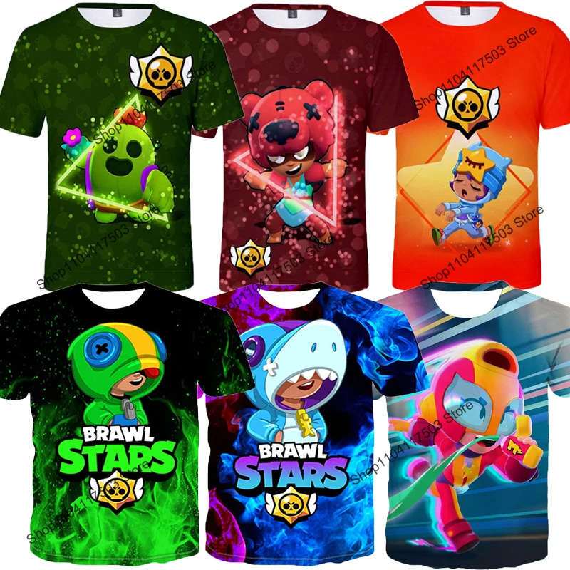 Anime Game Summer T-shirt Children's Brawls Kids T Shirt Fashion Cute Crow Spike 3d Shirts Boys Girls Tops T-shirts Teen Clothes