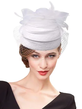 Elegant Bridal Feather Fascinator Hat 1