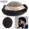 Afro Toupee For Men 6" Curly Wig Mono Male Hair Prosthesis 100% Natural Human Hair Men's Wigs Capillary Replacement System Unit 1