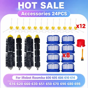 Compatibile con iRobot Roomba Serie 600 605 614 620 660 630 631 650 651 655 660 671 680 691 692 694 697 698 585 595 Pezzi di Ricambio Accessori Spazzola Principale Laterale Filtro HEPA