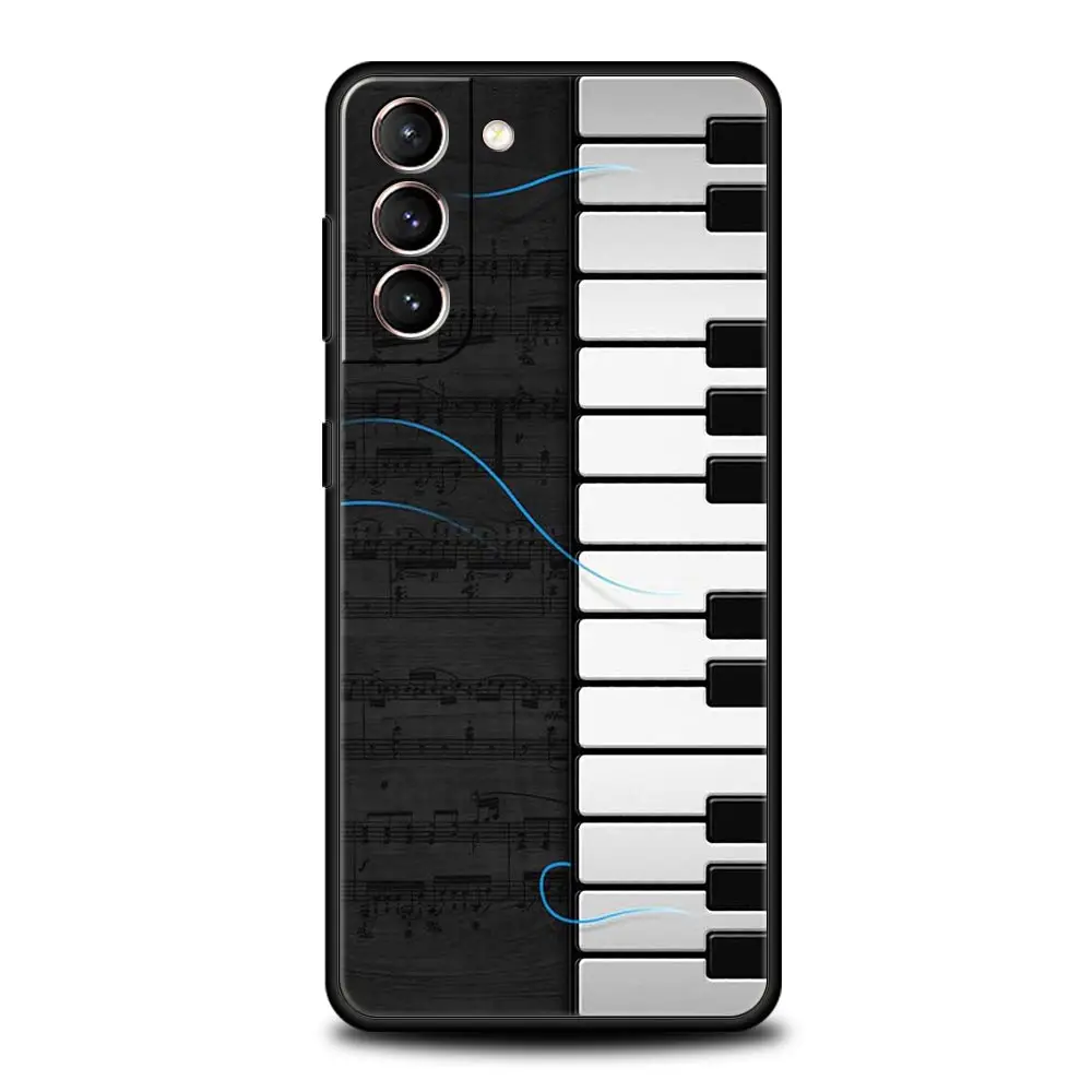 Black Music Instrument Design Phone Case - Guitar & Piano Theme