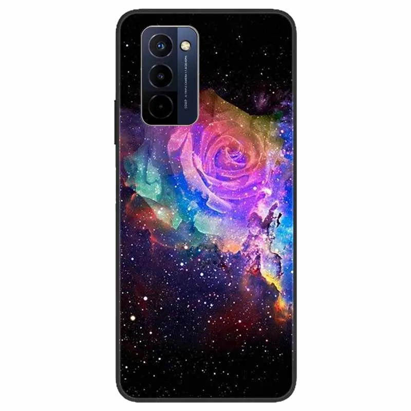 Stylish Black TPU Soft Silicone Bumper Case with Cartoon Flowers and Animals Design