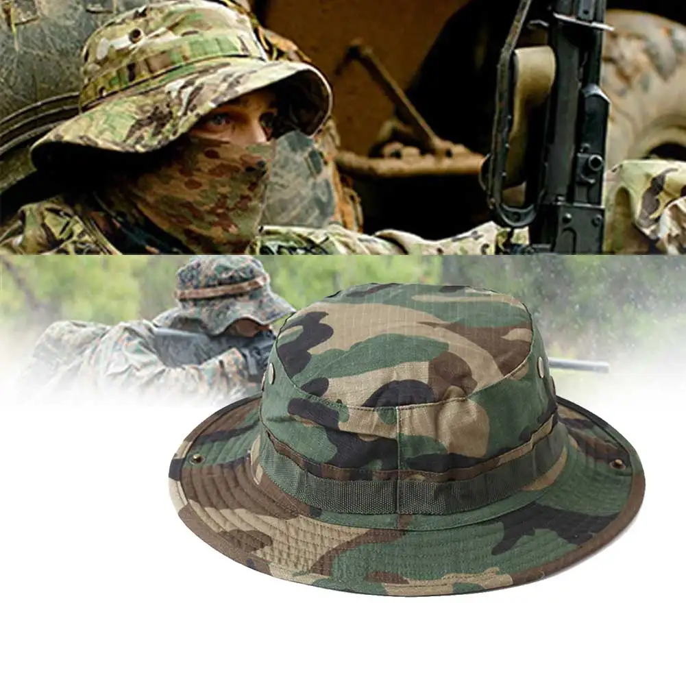 Boonie Hat Camouflage Tactical Cap Military US Army Camo cap Outdoor Sports Sun Bucket Cap Summer Men for hunting Hiking Fishing