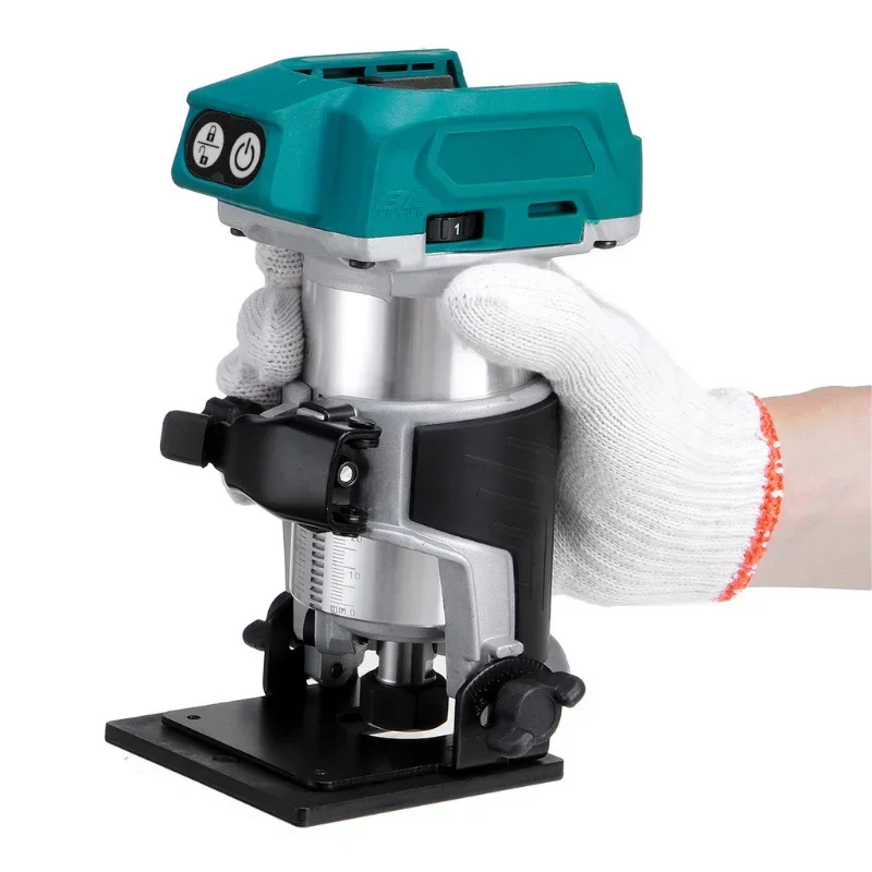 Wood Router 30000 RPM 5 Speeds Brushless Cordless Electric Hand Trimmer Inclined Socket Wood Router for 18V Lithium Battery