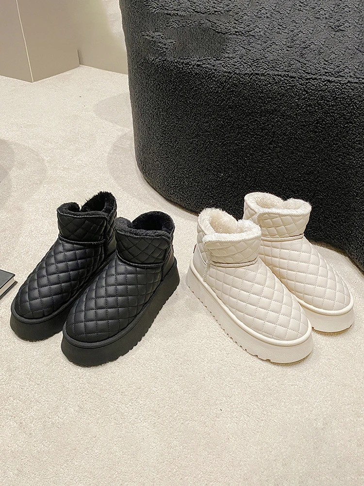 

Lolita Boots Female Shoes Boots-Women Flat Heel Winter Footwear Australia Round Toe Ladies 2023 Rubber Med Snow Short Plush Lac