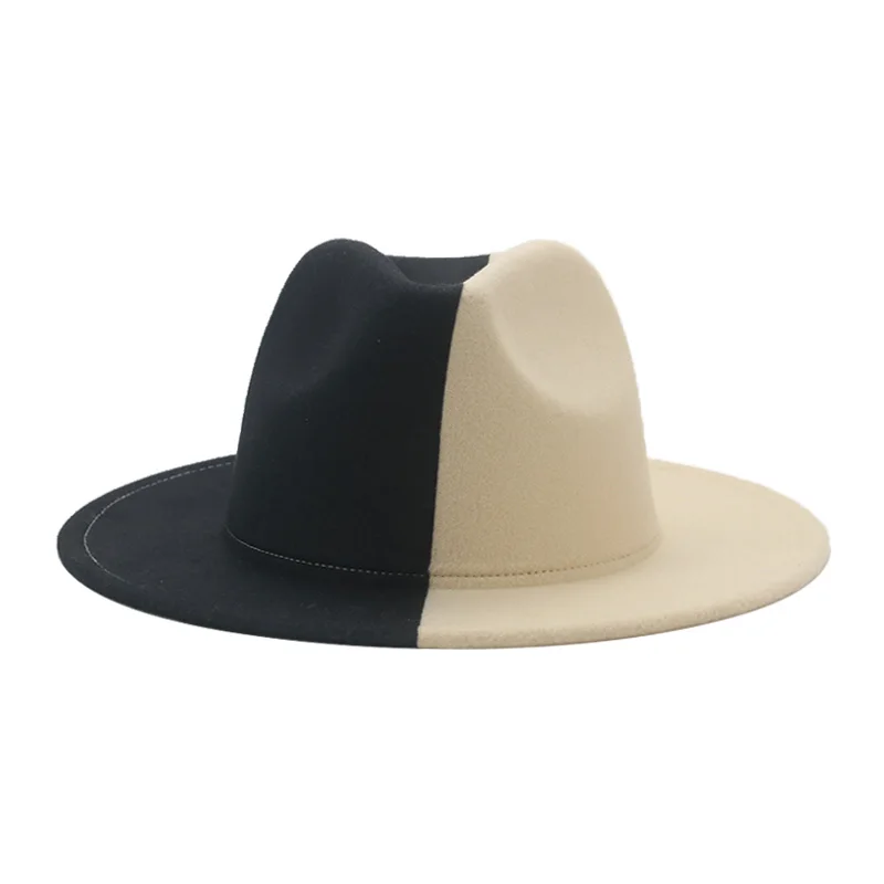 fedora cap Hat Fedora New Winter Hats Patchwork Felt Caps Men Fedora White Black New Fashion Luxury Hats for Men Sombreros De Mujer Gorros brown fedora