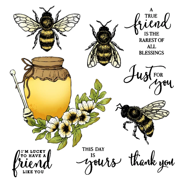 Busy Bees Honey Metal Cutting Dies and Clear Silicone Stamp Set