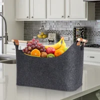 Felt Basket Firewood Box with Wooden Handles Foldable Wood Basket for Firewood Wood Newspapers Clothes Storage Basket 3