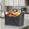 Felt Basket Firewood Box with Wooden Handles Foldable Wood Basket for Firewood Wood Newspapers Clothes Storage Basket 3
