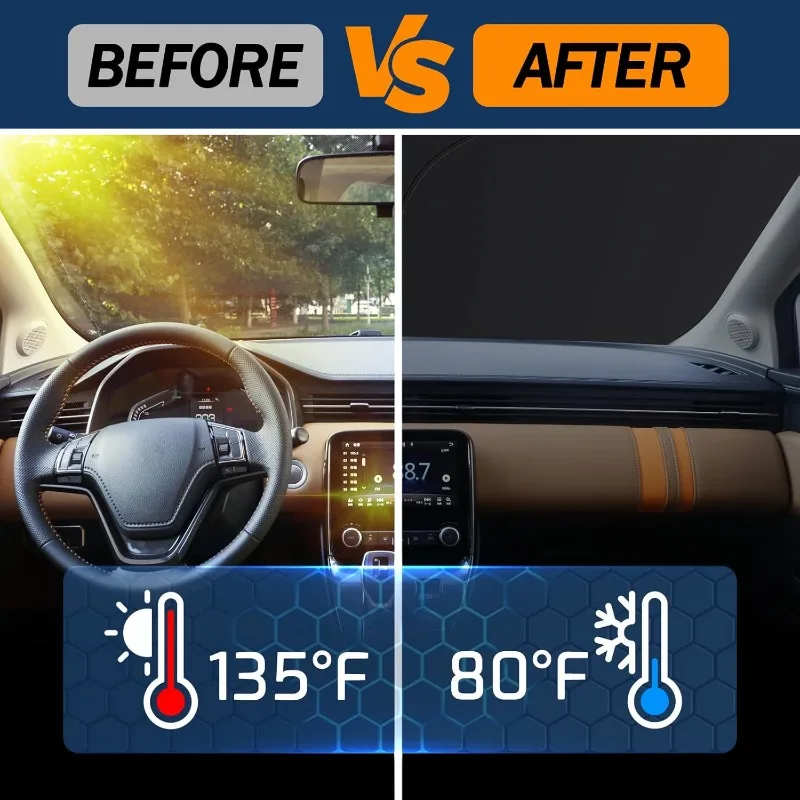 Premium Windshield Sun Shade: UV Blocking Sun Visor for SUV and Crossover Front Windows