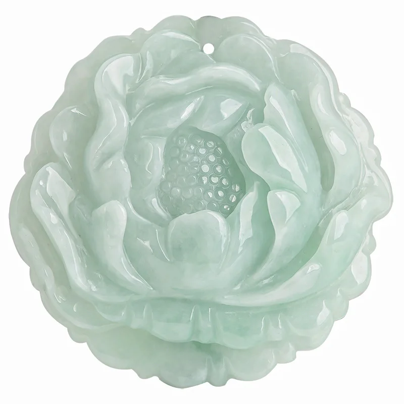 

Burmese Jade Flower Pendant Jadeite Necklace Amulet Jewelry Talismans Stone Natural Fashion Emerald Green Real Gifts for Women