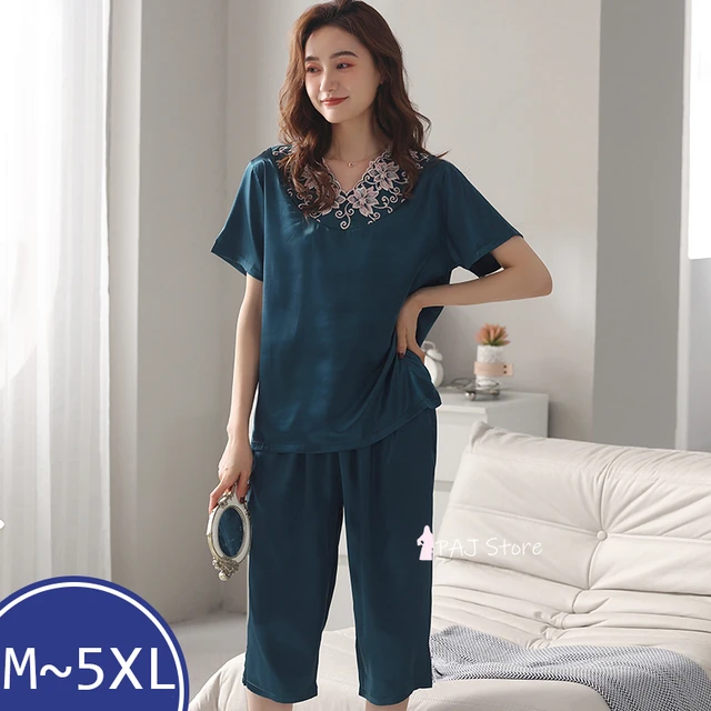 Satin Home Clothes Lingerie Pyjamas  Silk Home Clothes Lingerie Pyjamas -  5xl Women - Aliexpress