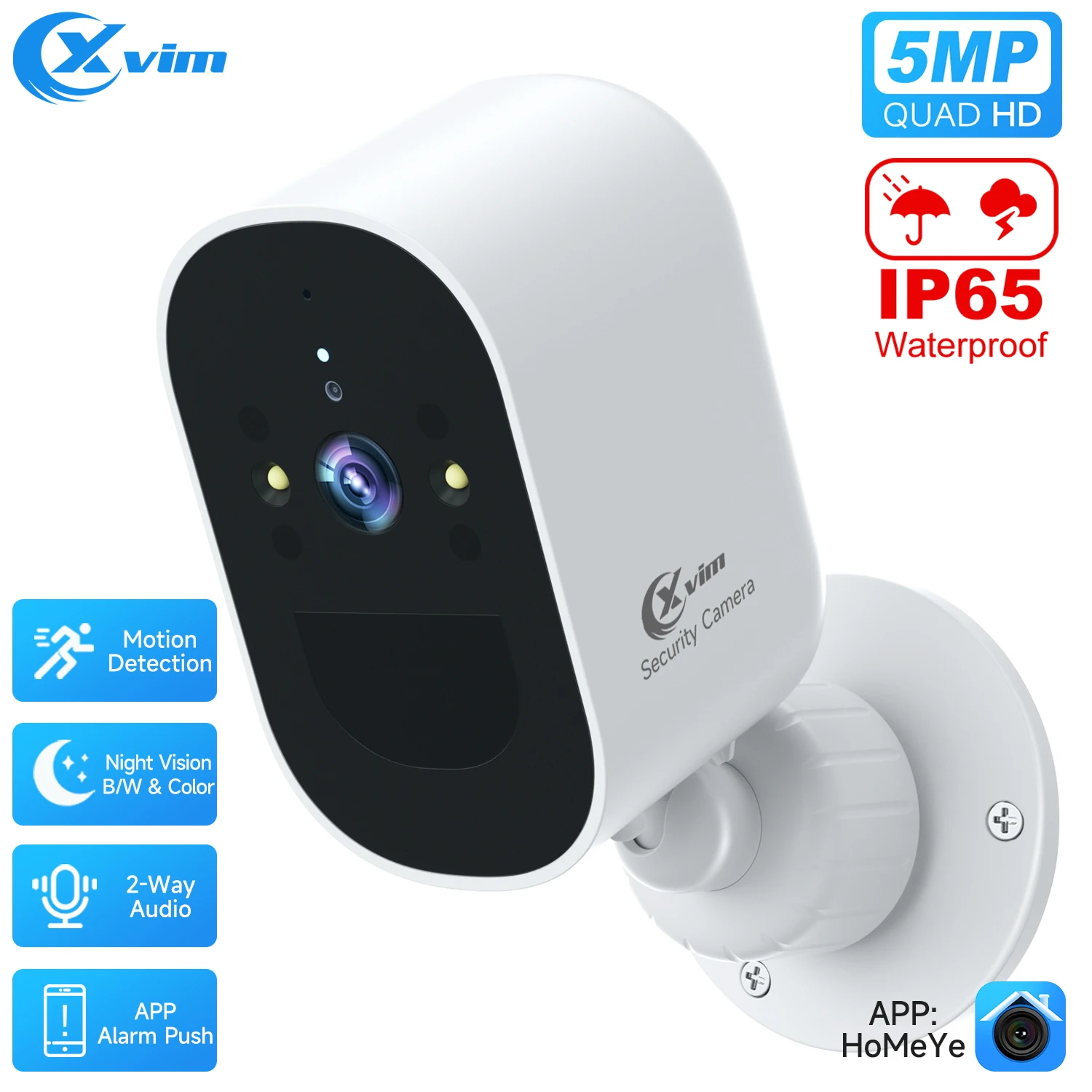 XVIM 5MP Security Protection Surveillance Camera 4MP Outdoor IR Night Vision Motion Detection Security Home Survalance Camera