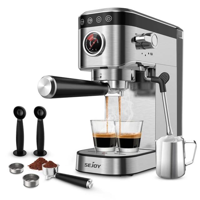 Sejoy Espresso Machine 20Bar Espresso Maker, Dual Boiler Coffee Maker with Milk Frother, Semi-automatic Coffee Machine 1