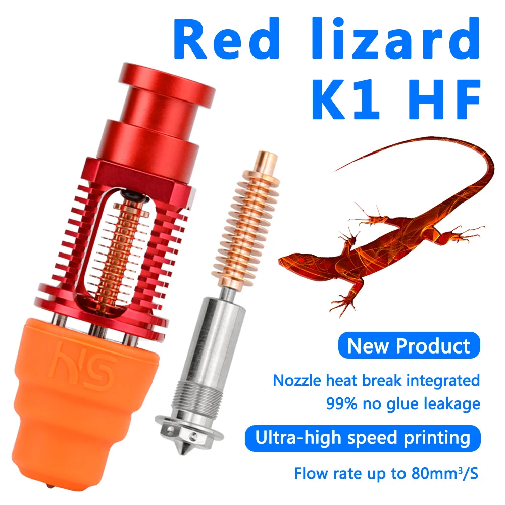 

Haldis Red lizard K1 HF High Temperature Extrusion Hotend V6 Hotend high speed extrusion head for Voron 2.4 Ender 3 Pro CR10S