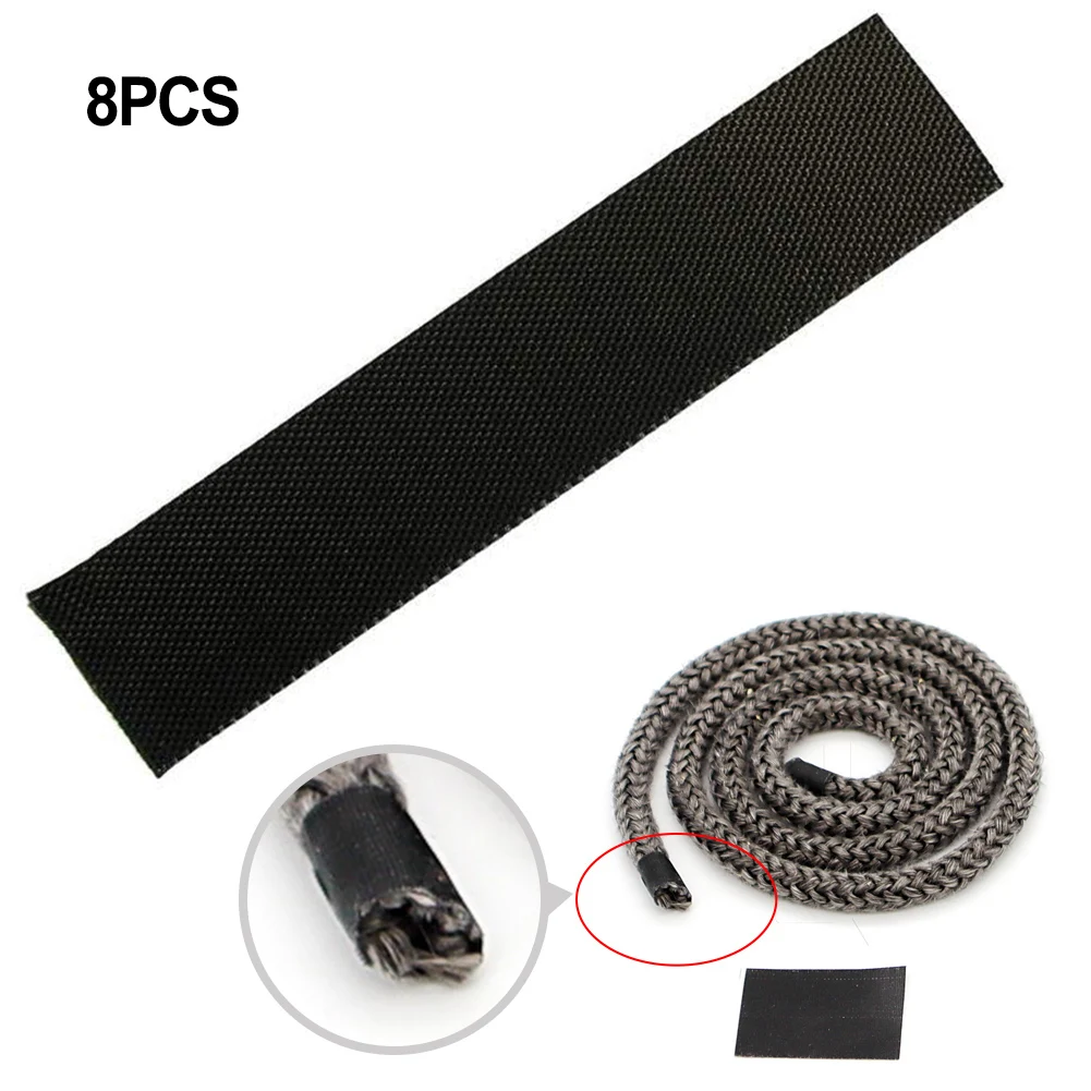 

8pcs Black High-temperature Resistant Tape Self Adhesive Fireplace End Tape 10X2.5cm Glass Fabric Tape Sealing Cord End Decor