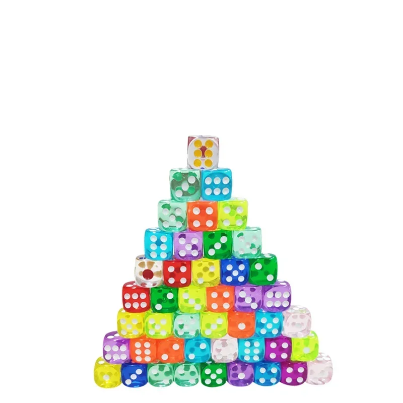 Edge Board Game Dice for Tabletop 14mm 50PCS Colorful Transparent Dice Set - Rounded RPG, D&D, Casino, Party Games