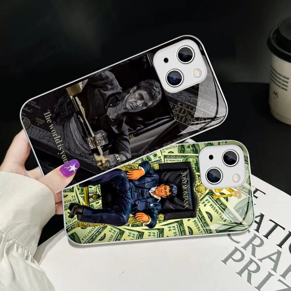 S-Scarface Film Classic Phone Case Vetro Temperato Per Iphone 14 13 12 11 Pro Mini Xs Max 14Plus X Xs Xr Cover