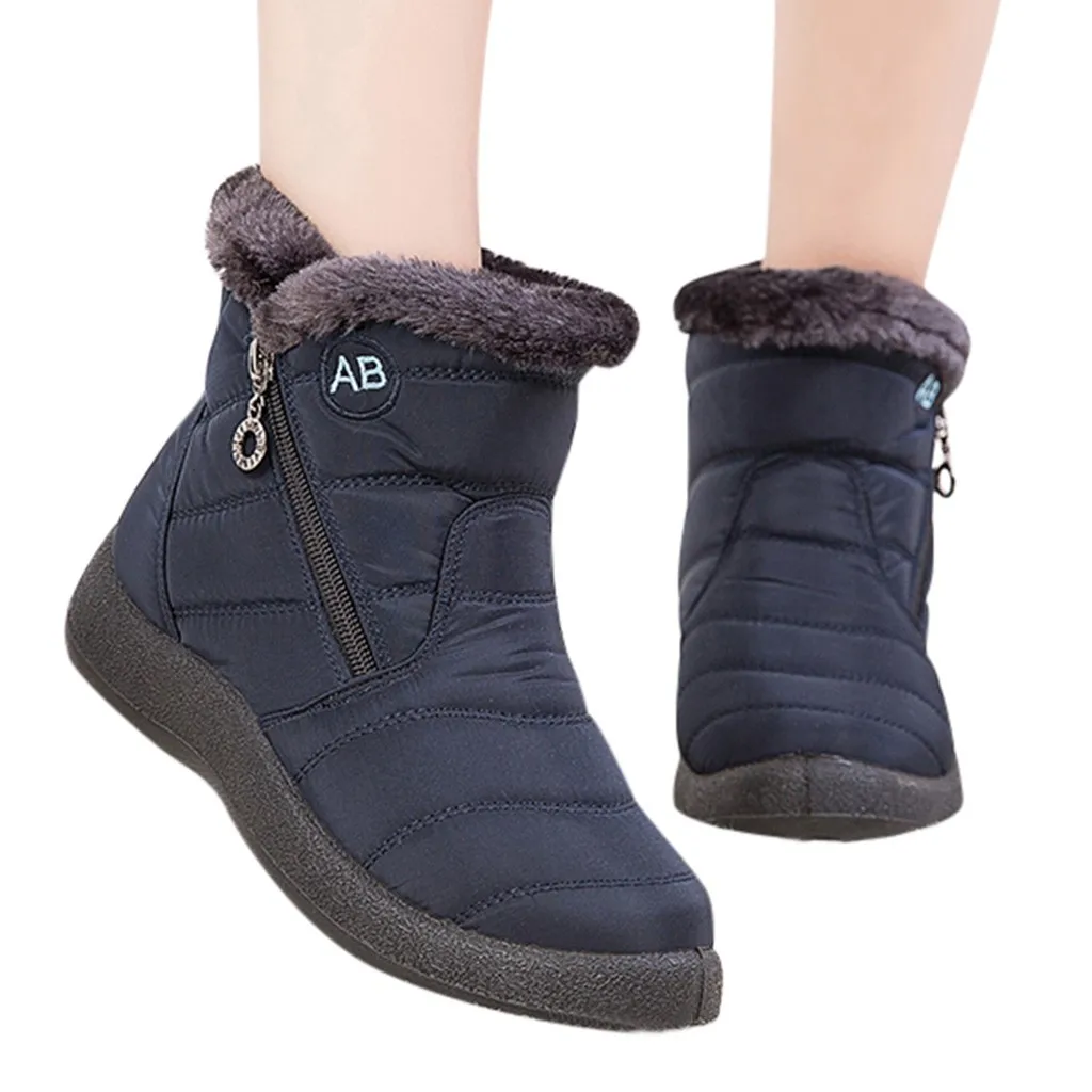

Women Snow Boots Warm Short Fur Plush Winter Ankle Boots Plus Size Ladies Shoes Female Zip Comfort Warm Shoes Footwear
