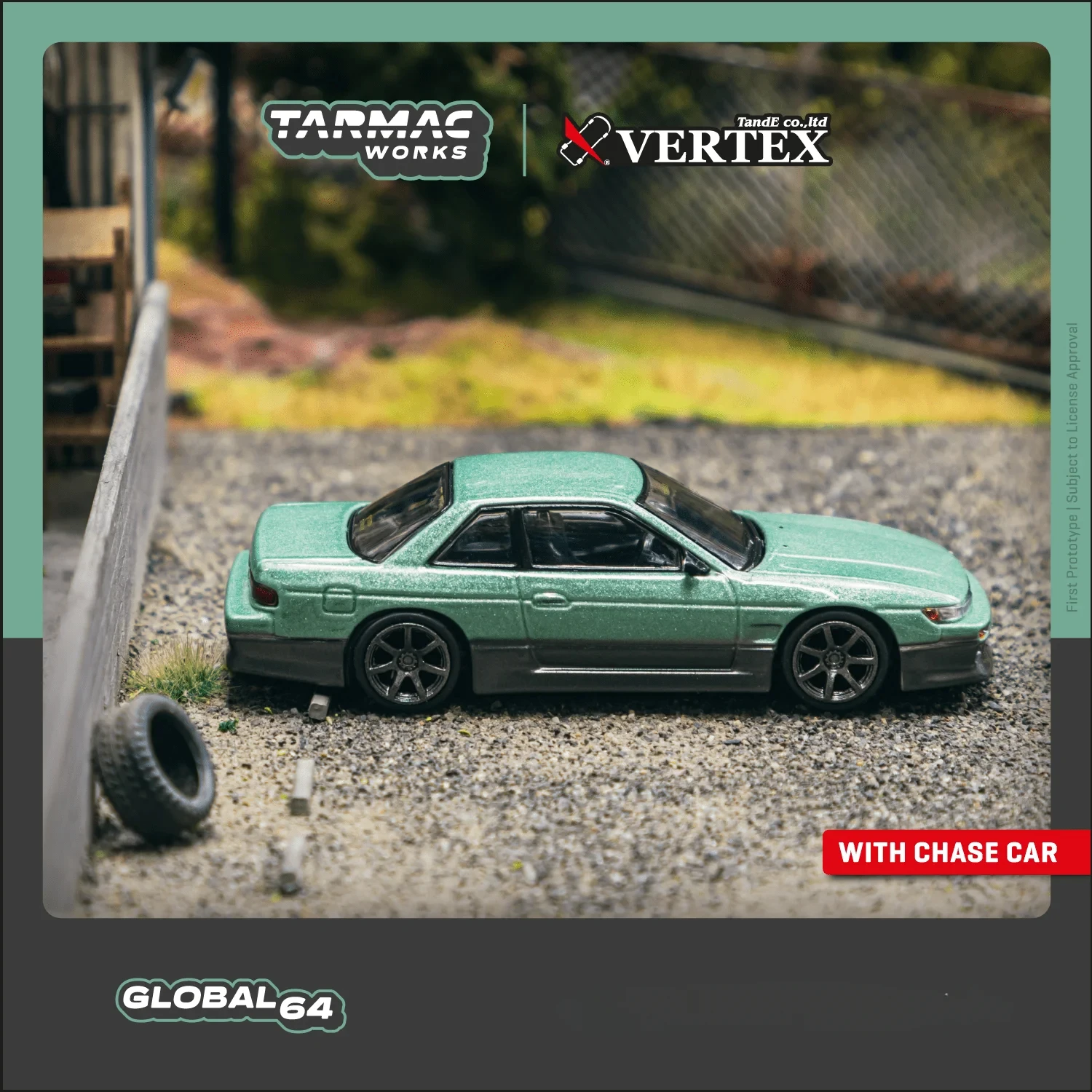 

Tarmac работает 1:64 VERTEX S13 зеленый/серый литая модель автомобиля