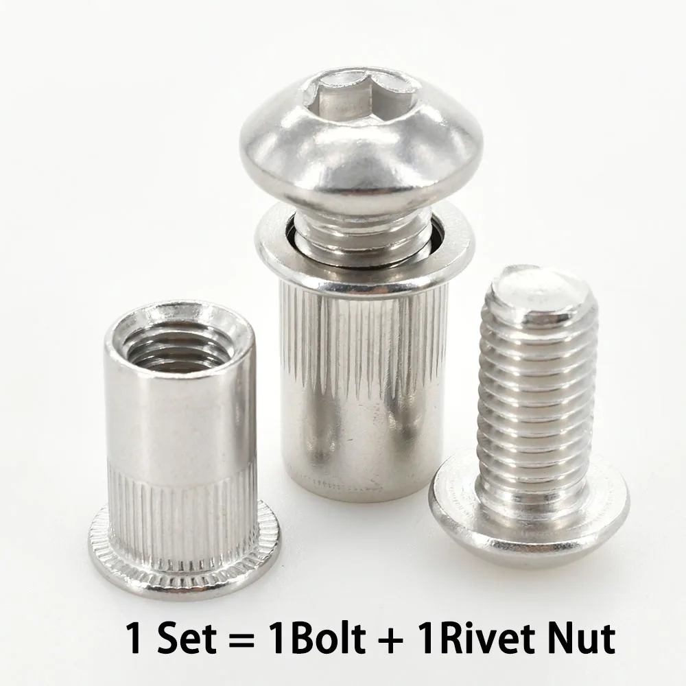 Fdit jeu d'écrou à rivet 200 pièces en acier inoxydable mixte M3 M4 M5 M6 Rivet écrou insérer