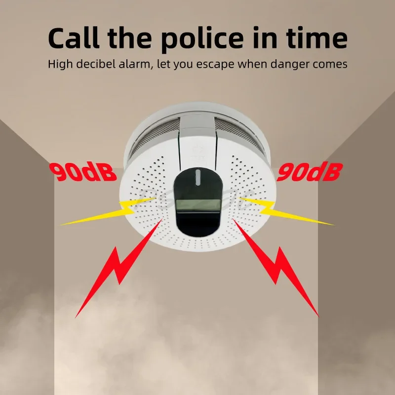 2-in-1 Carbon Monoxide Smoke Fire Detector Household Multifunctional Screen Display Alarm Gas Leak Prevention Alarm
