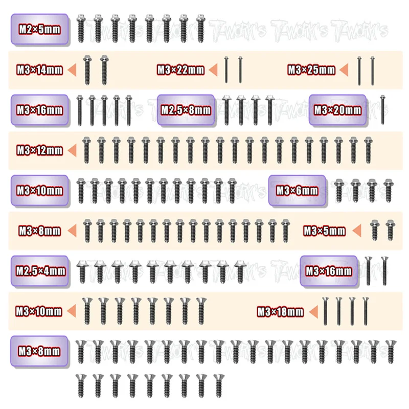 

Original T works TSSU-XB2C'21 64 Titanium Screw set ( UFO Head ) 130pcs.(For Xray XB2C'21)ssional Rc part