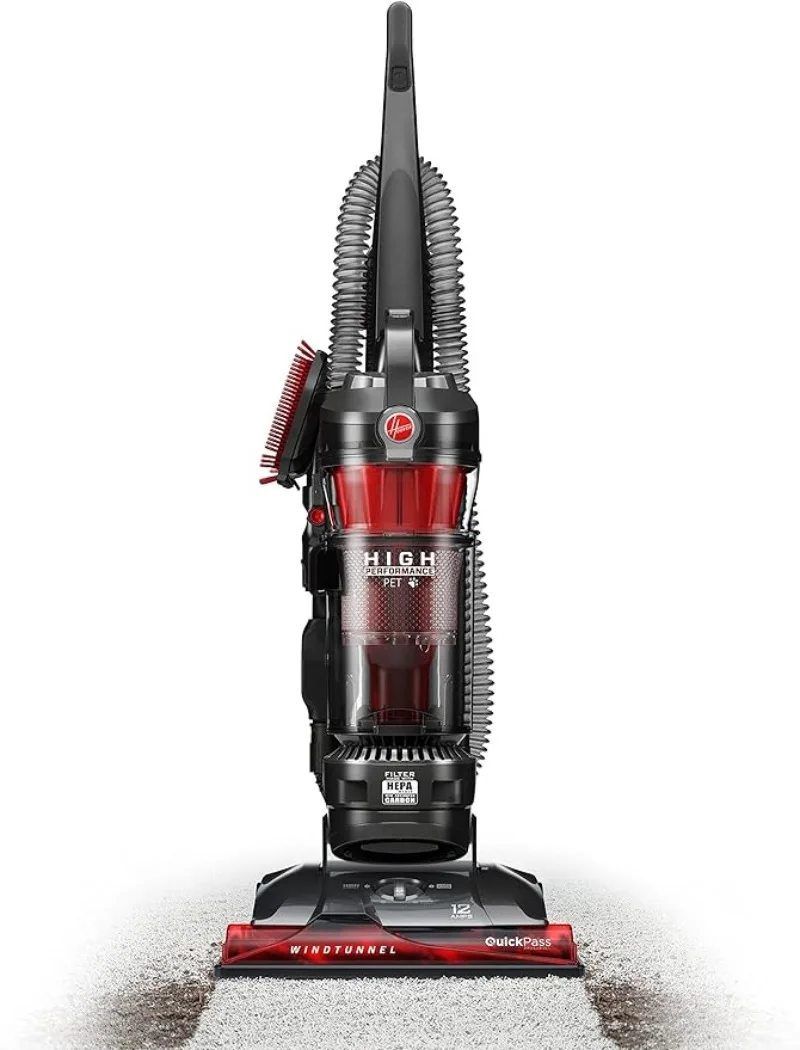 

Hoover WindTunnel 3 Max Pet, Bagless Upright Vacuum Cleaner, HEPA Media Filtration, For Carpet and Hard Floor, UH72625, Red