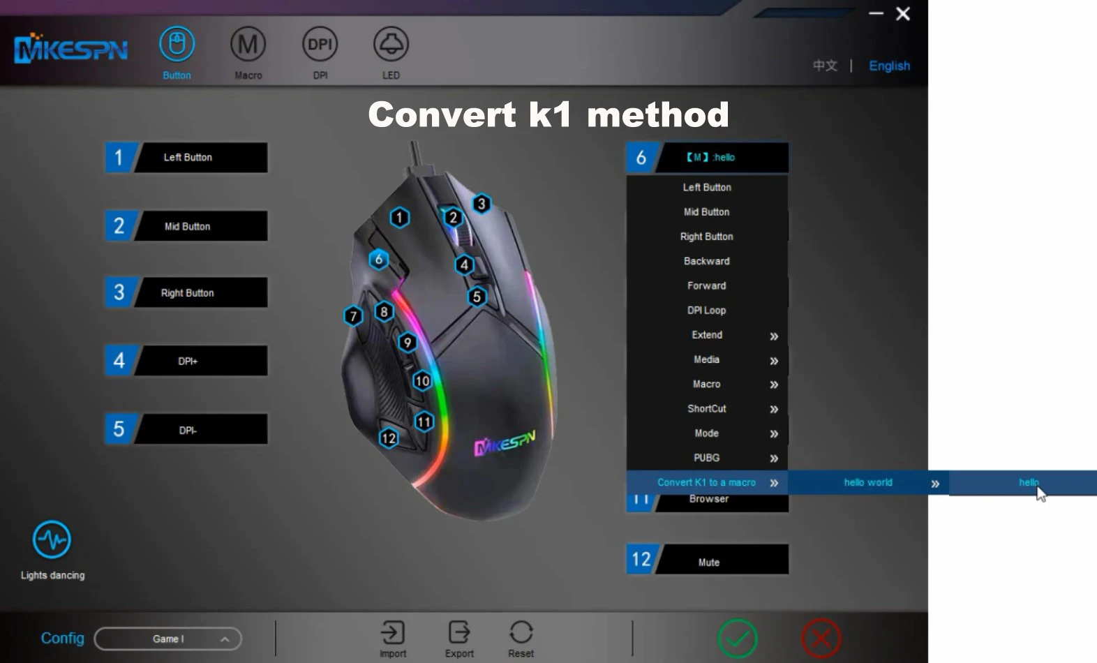 12 Teclas Programáveis Jogo Mouse RGB Luz