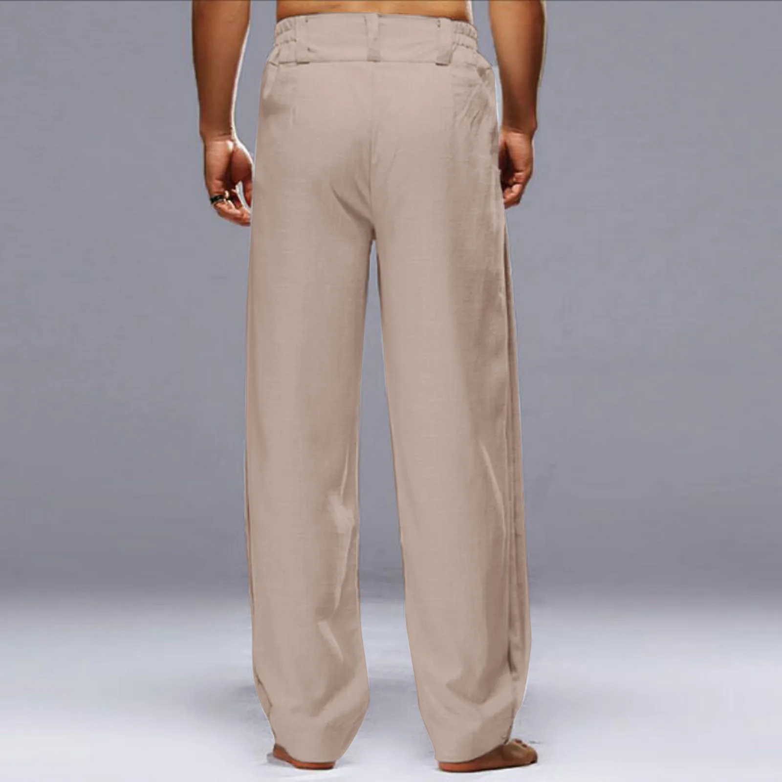 Casual Einfarbig Versuchen Atmungsaktive Casual Cargo Hosen Für Männer Plus Größe Tasche Elastische Taille Hosen Streetwear Männlich_voghion.com