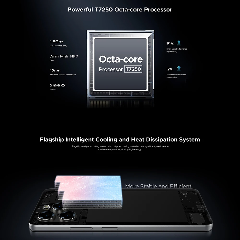 Global Version DOOGEE Note 58 Android 15 Smartphone 8GB RAM+128GB ROM 6.75" HD+ 90Hz IPS Screen 6250mAh Large battery 16MP NFC 3