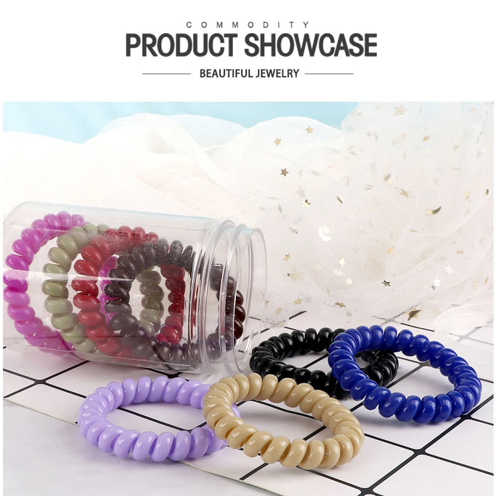 Mode Nette Candy Farbe Telefon Linie Haar Seil Schmuck Haarbänder Krawatte Elastische Gummiband Spirale Bands Frauen Mädchen Scrunchies – Detail 22