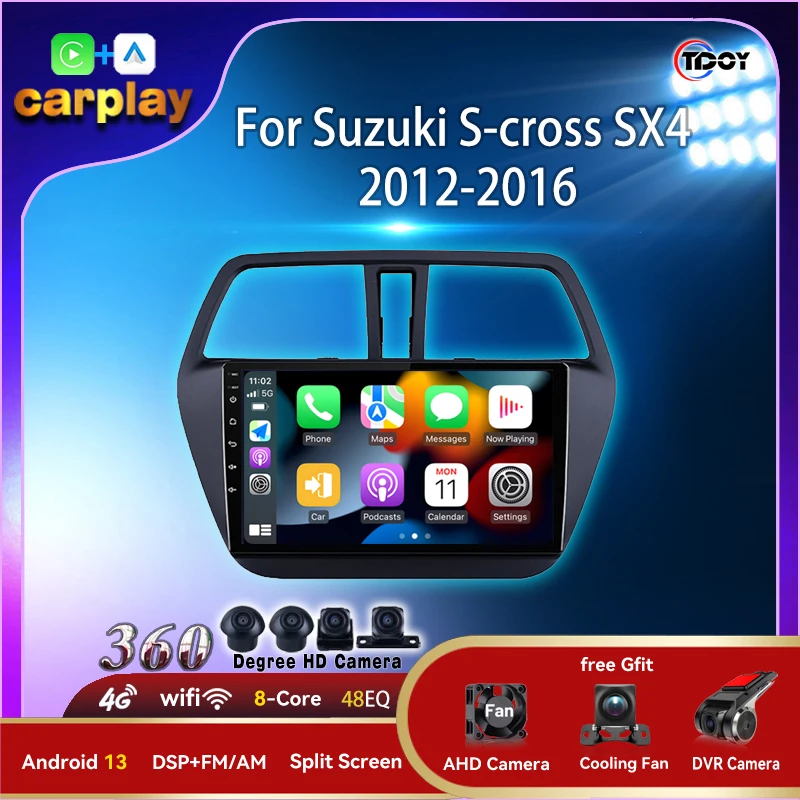 

Автомагнитола Carplay для Suzuki S-cross SX4 2012-2016 мультимедийный автомобильный 2Din Android Радио 8 ядер wifi 4G Автомобильное видео Android авто