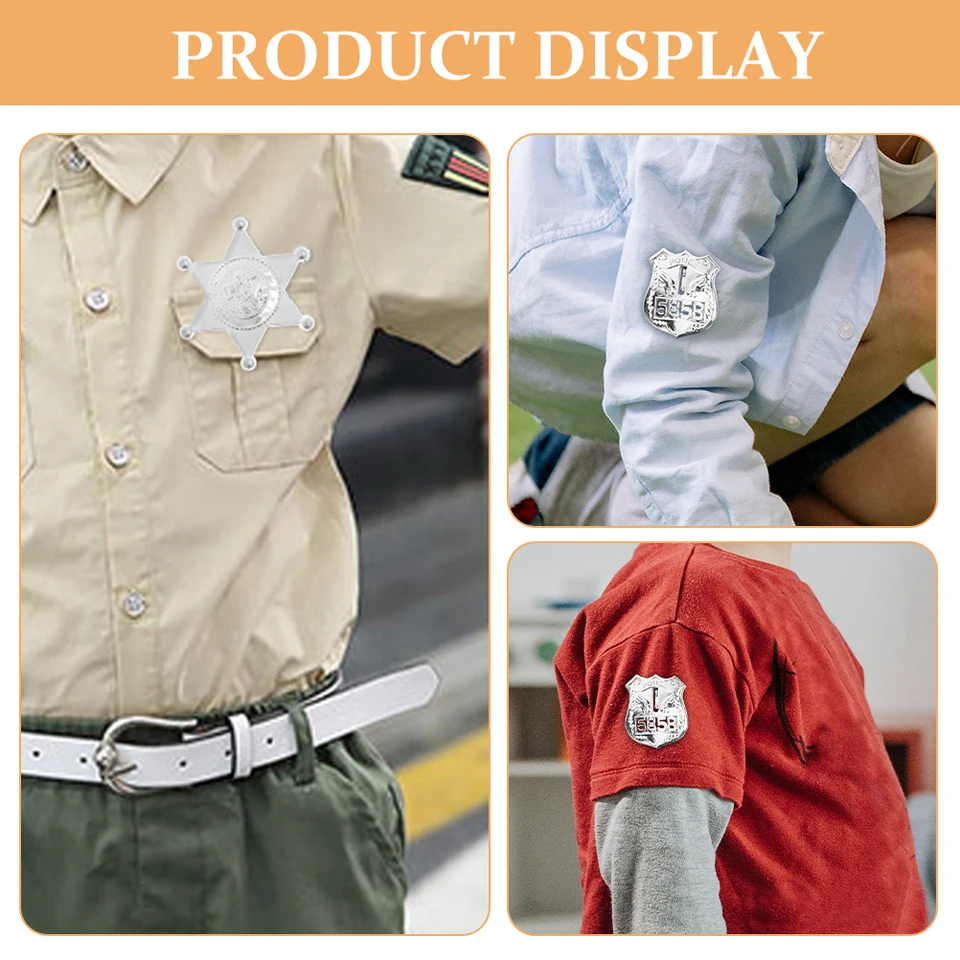 20pcs Police Badge Toy Cosplay Prop Clothes Badges Accessories Pin