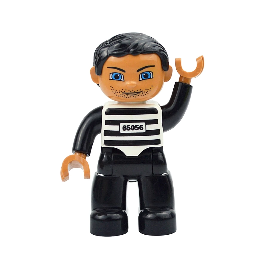 Jumbo Building Block Character Set - Farmer, Pirate, Worker, Doctor & Policeman Figures