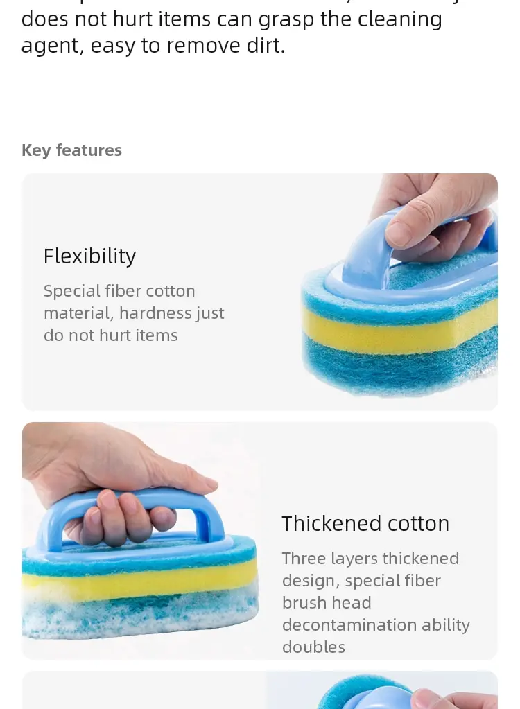 Brosse Nettoyage Ergonomique - Poignée Confort, Poils Rigides - Pour Salle De Bain, Cuisine, Carrelage - Bleu